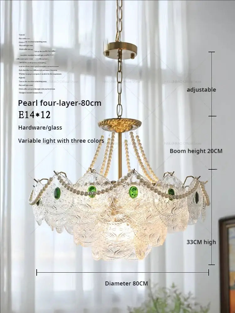 Gold Pearl Crystal Chandelier