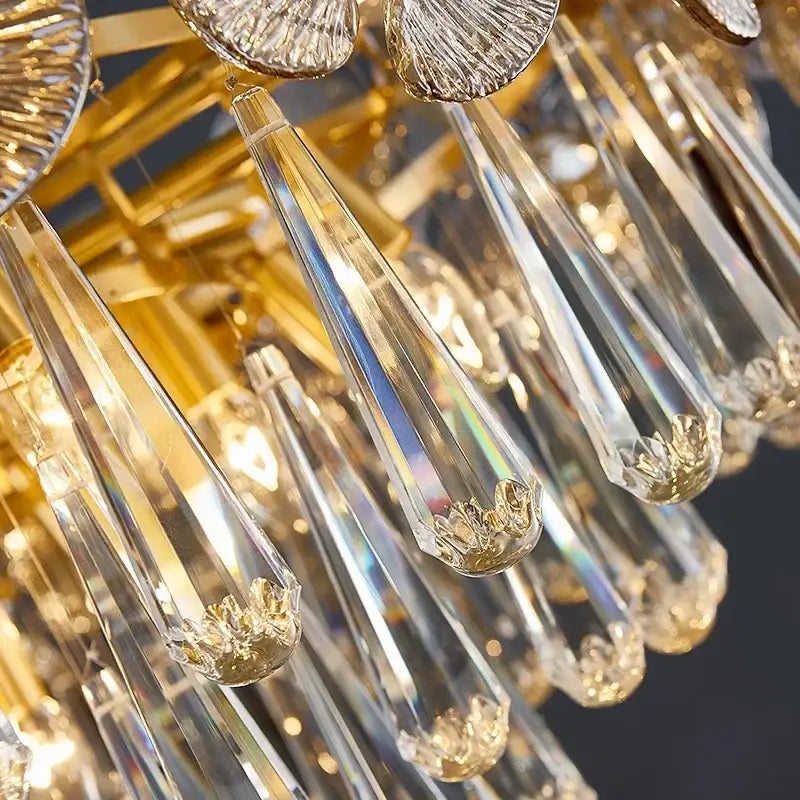 Gold Crystal Chandelier Light Petal Design