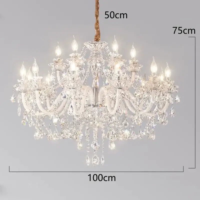 Gold Crystal Teardrop Chandelier 24-Head