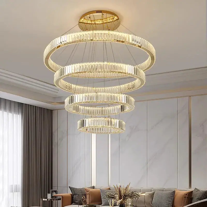 Gold Crystal Ring Chandelier 5-Ring 120cm