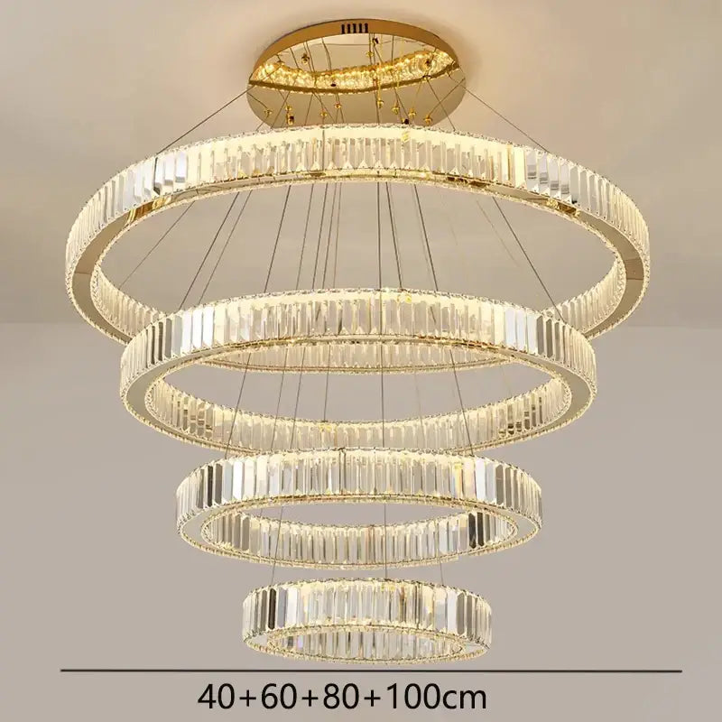 Gold Crystal Ring Chandelier 5-Ring 120cm