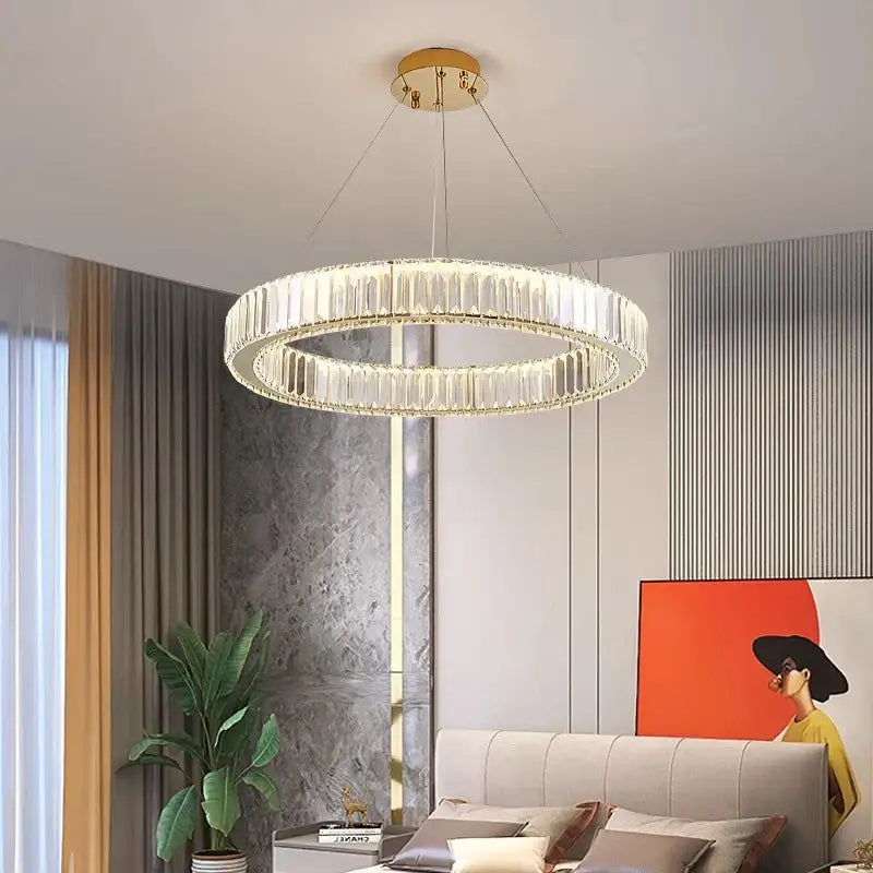 Gold Crystal Ring Chandelier 5-Ring 120cm