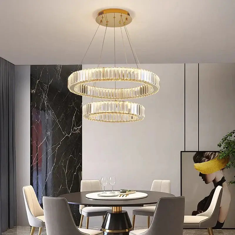 Gold Crystal Ring Chandelier 5-Ring 120cm