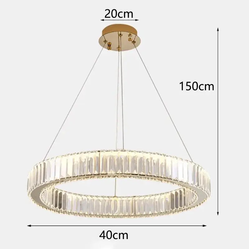 Gold Crystal Ring Chandelier 5-Ring 120cm