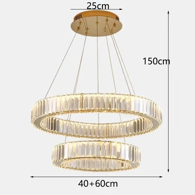 Gold Crystal Ring Chandelier 5-Ring 120cm