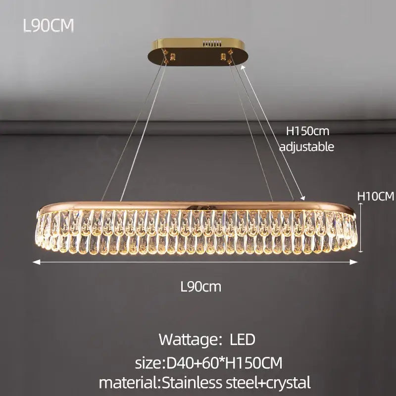 Gold Crystal Tier Chandelier Trichromatic Light