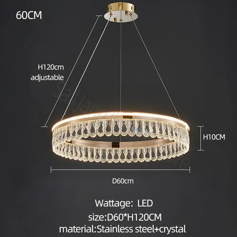 Gold Crystal Tier Chandelier Trichromatic Light