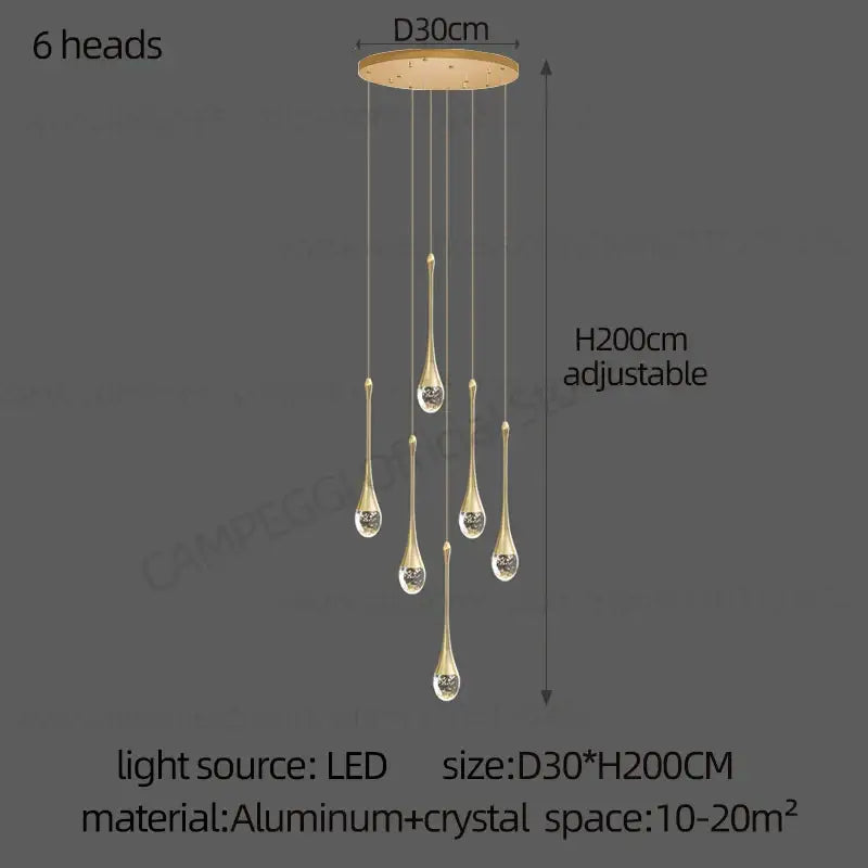 Glass Droplet Staircase Chandelier
