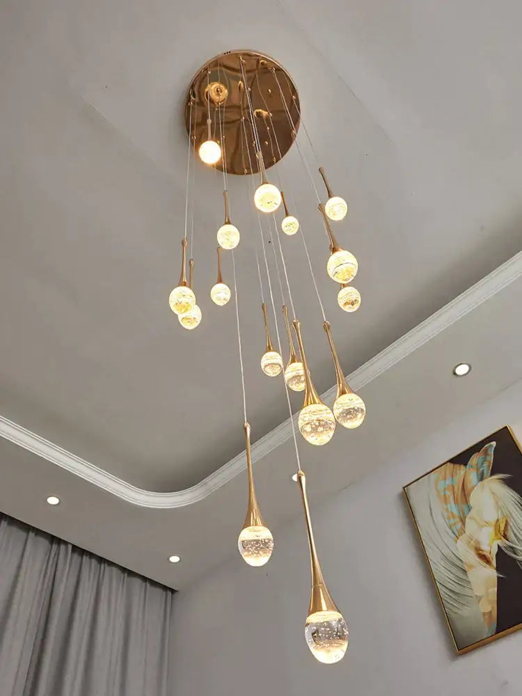 Glass Droplet Staircase Chandelier