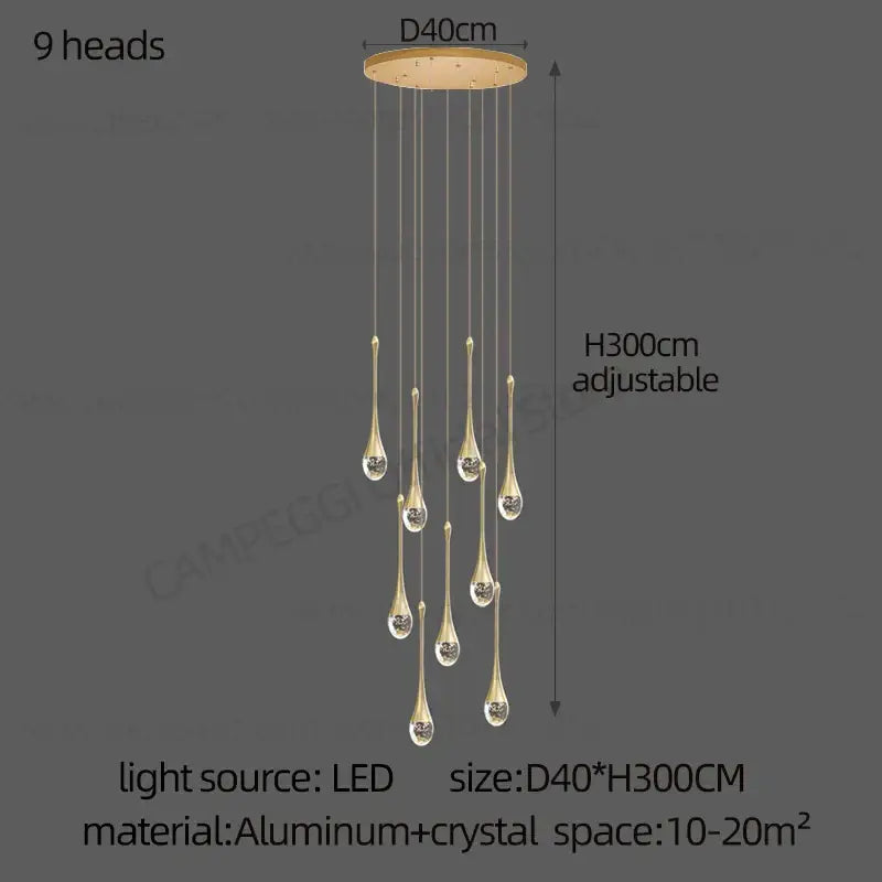 Glass Droplet Staircase Chandelier