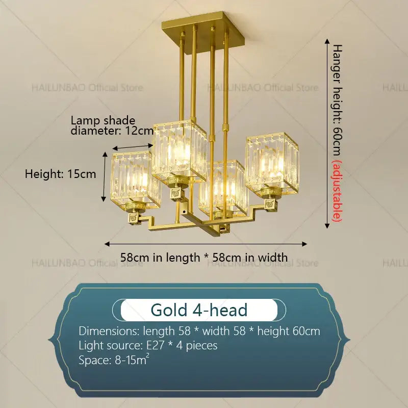 Gold Crystal Chandelier 10-Head 110cm