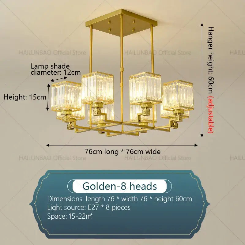 Gold Crystal Chandelier 10-Head 110cm