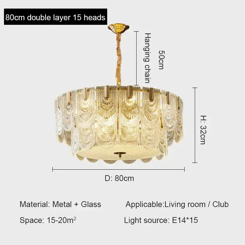 Gold Crystal Ceiling Chandelier Three-Layer