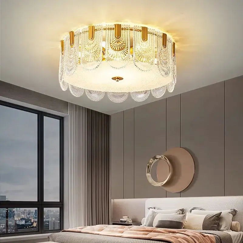 Gold Crystal Ceiling Chandelier Three-Layer