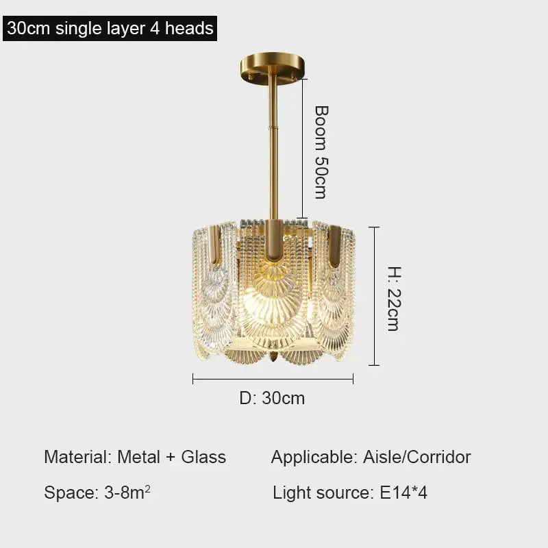 Gold Crystal Ceiling Chandelier Three-Layer