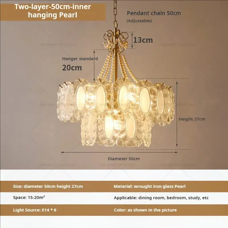 Gold Crystal Pearl Chandelier