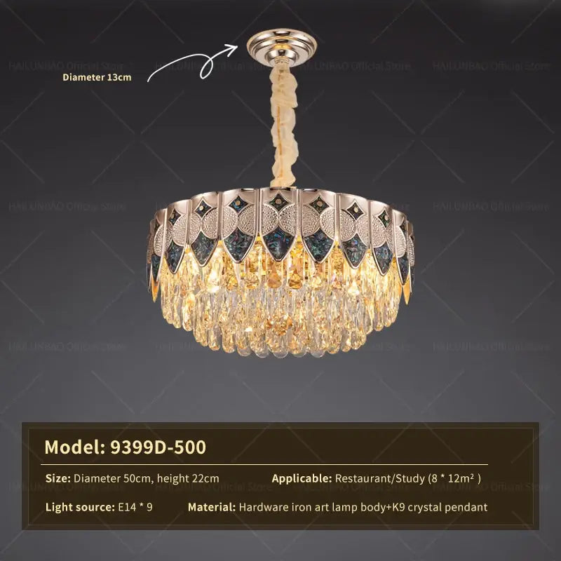 Gold Crystal Dining Chandelier Geometric 120cm