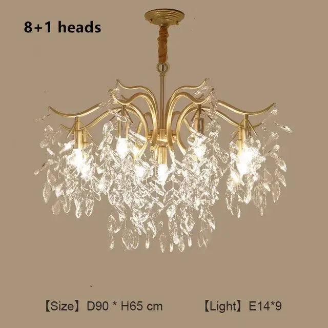 Gold Branch Crystal Chandelier 13-Light Design