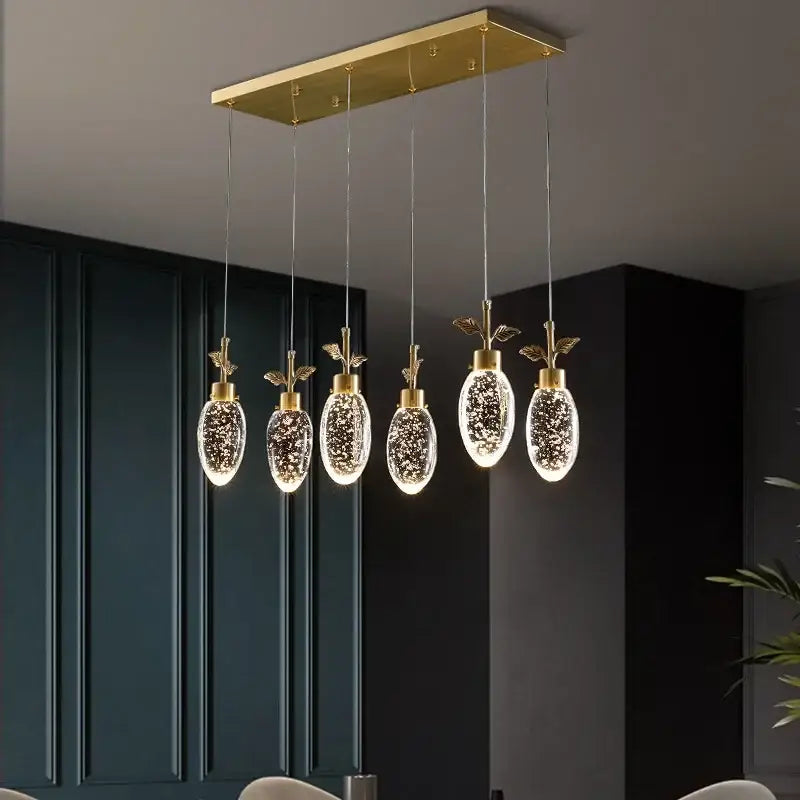 Gold Crystal LED Pendant Nordic 6-Head