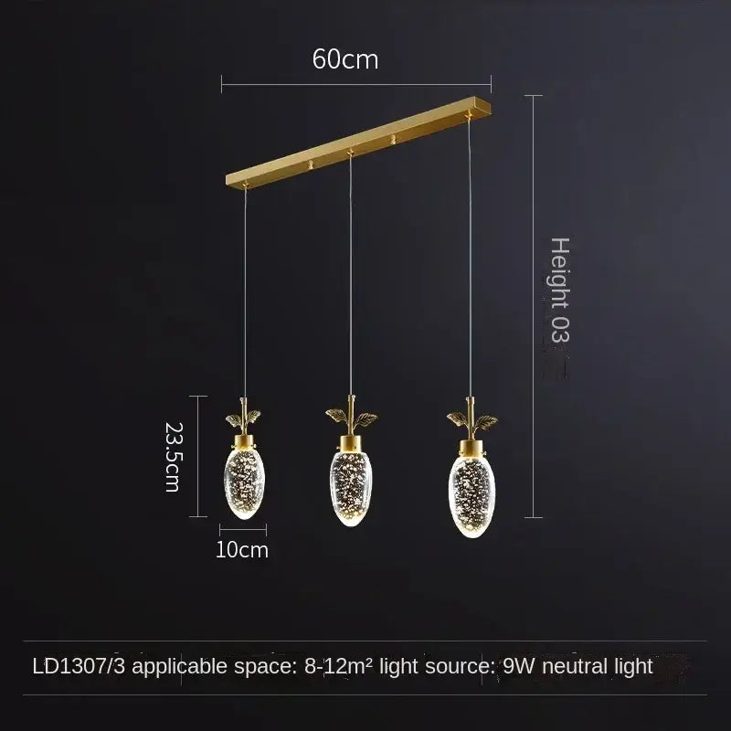 Gold Crystal LED Pendant Nordic 6-Head