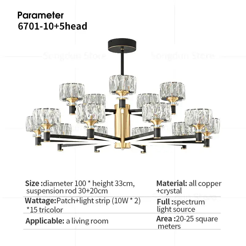 Black Crystal Living Chandelier