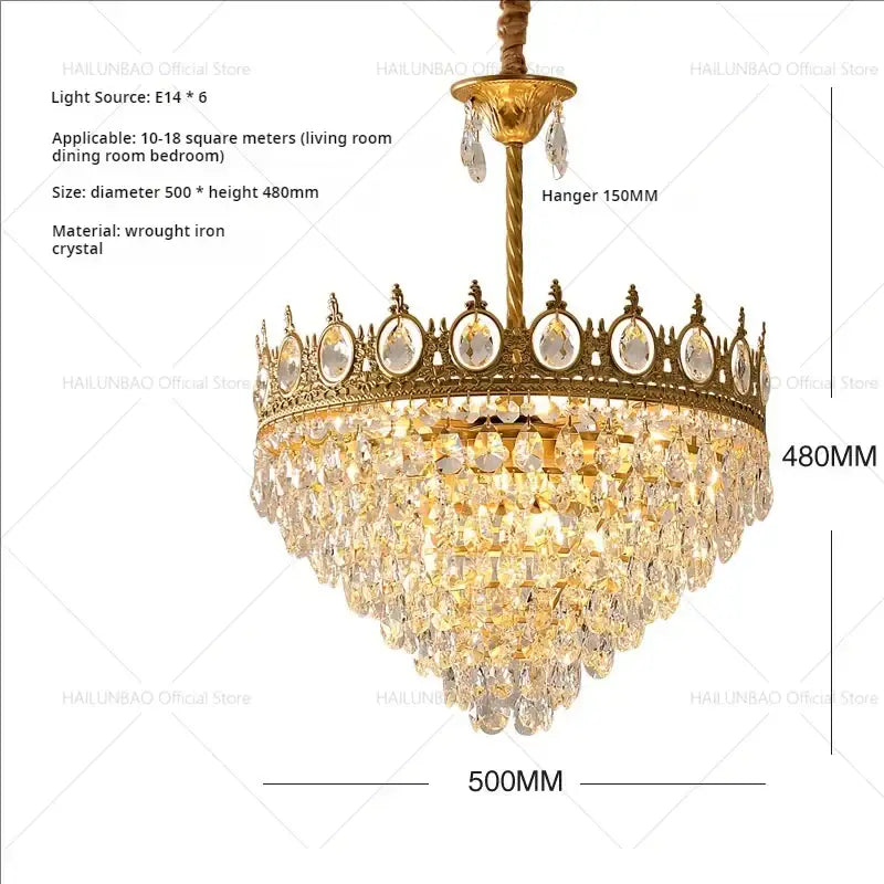 Gold Crown Crystal Chandelier 50cm Design