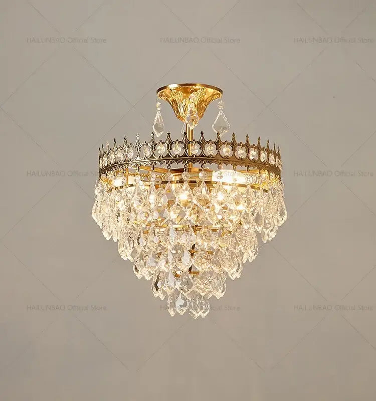 Gold Crown Crystal Chandelier 50cm Design