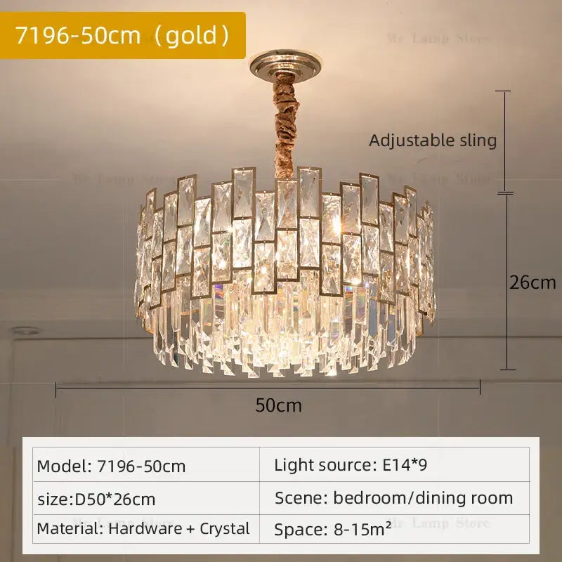 Gold Circular Crystal Chandelier Black Option