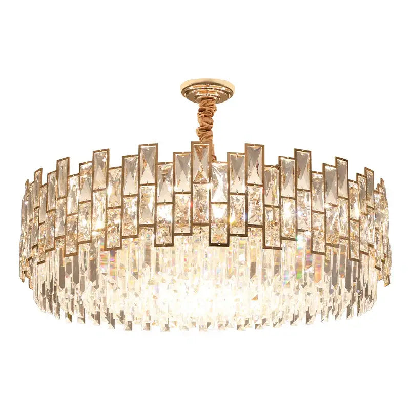 Gold Circular Crystal Chandelier Black Option