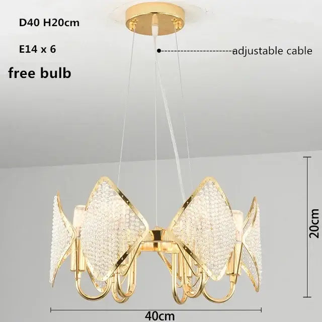 Gold Crystal Pendant Light 3-Layer Design