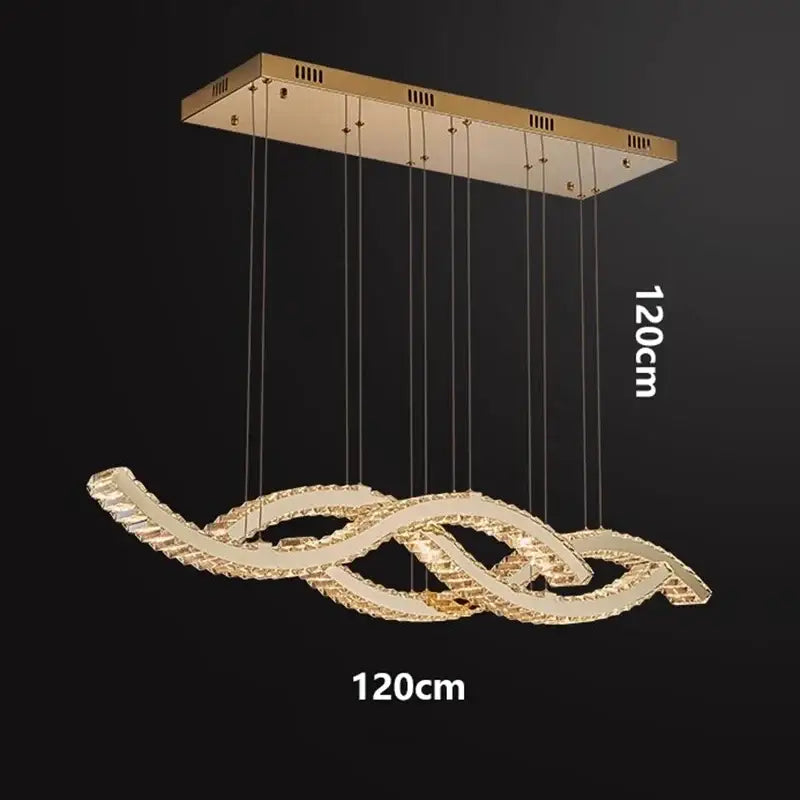 Gold Crystal Pendant Light 3-Head 150cm