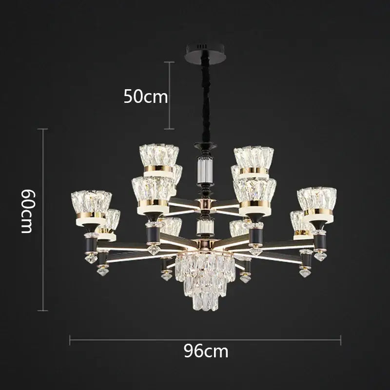 Gold Crystal 18-Head Pendant Light