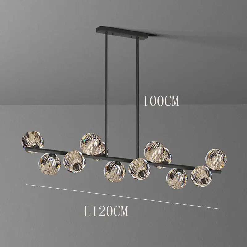 Black Crystal Dining Chandelier 15-Head Dimmable