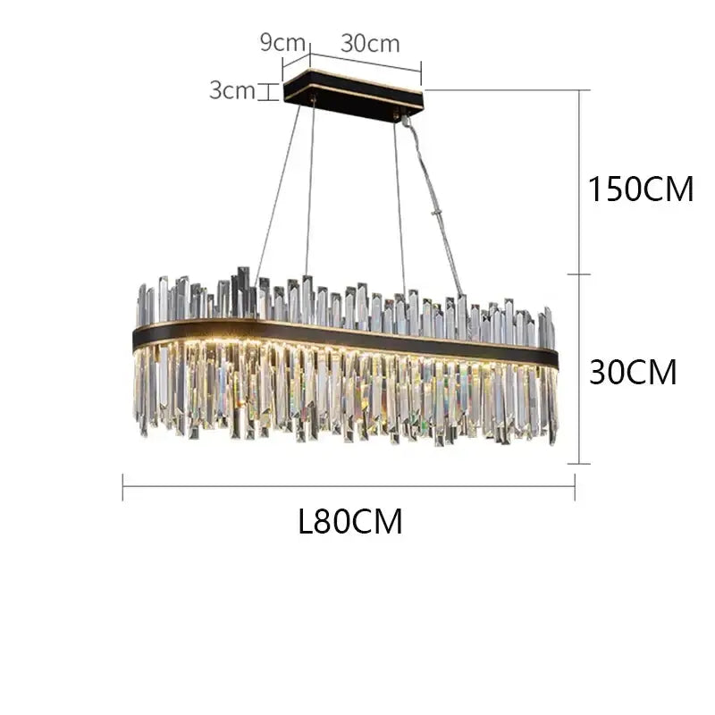 Black Crystal Pendant Chandelier 100cm Diameter