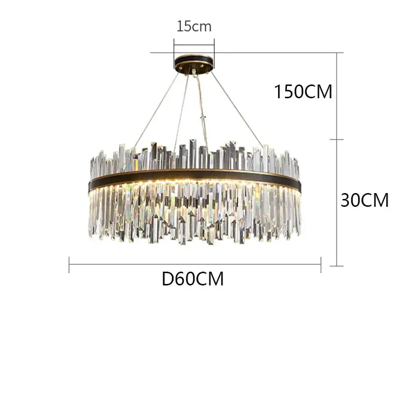 Black Crystal Pendant Chandelier 100cm Diameter