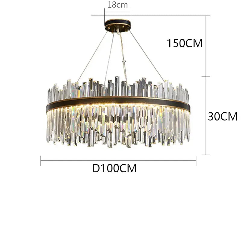 Black Crystal Pendant Chandelier 100cm Diameter