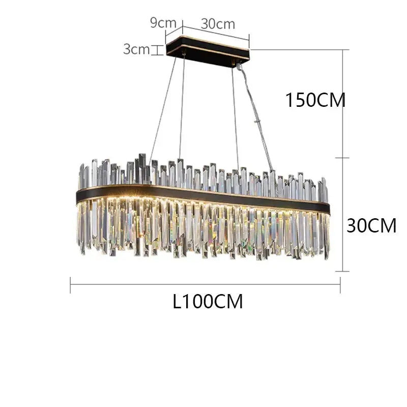 Black Crystal Pendant Chandelier 100cm Diameter