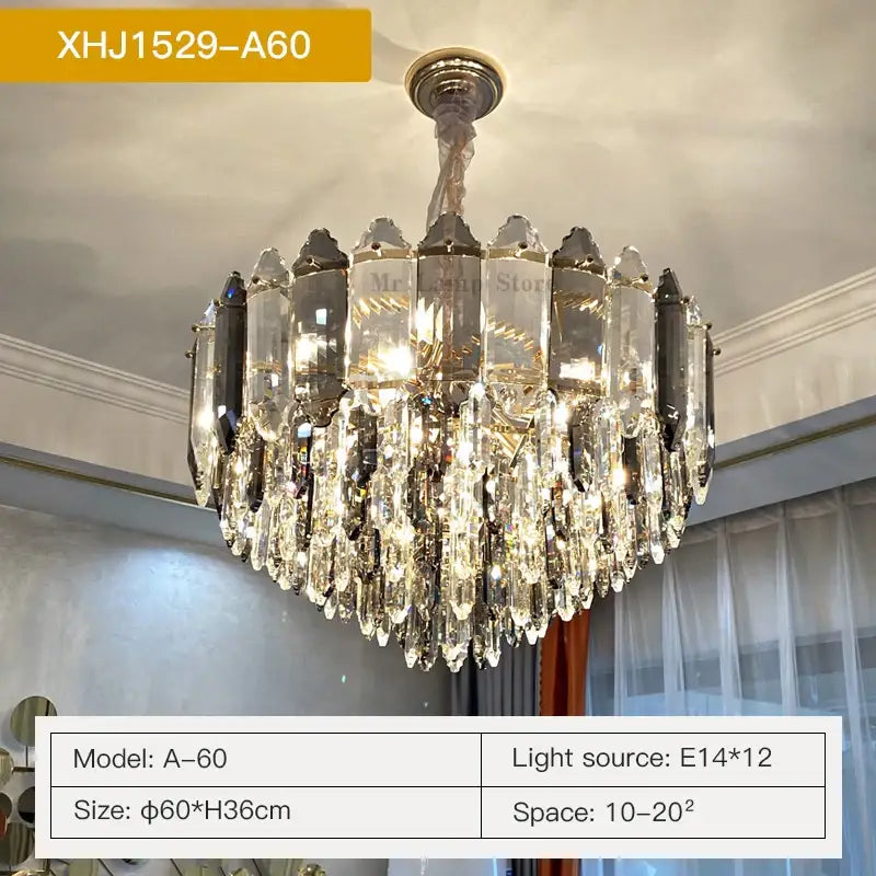 Silver Brass Crystal Ellipse Chandelier