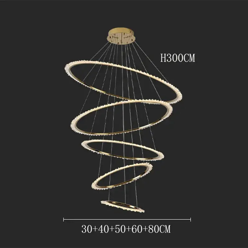 Gold Spiral Crystal Chandelier Sleek Modern Design