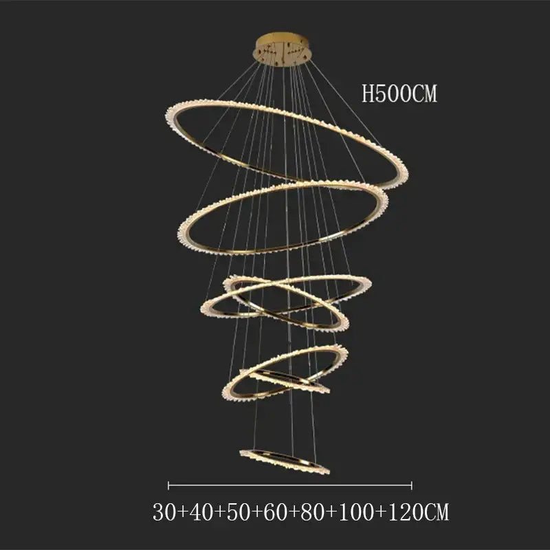 Gold Spiral Crystal Chandelier Sleek Modern Design