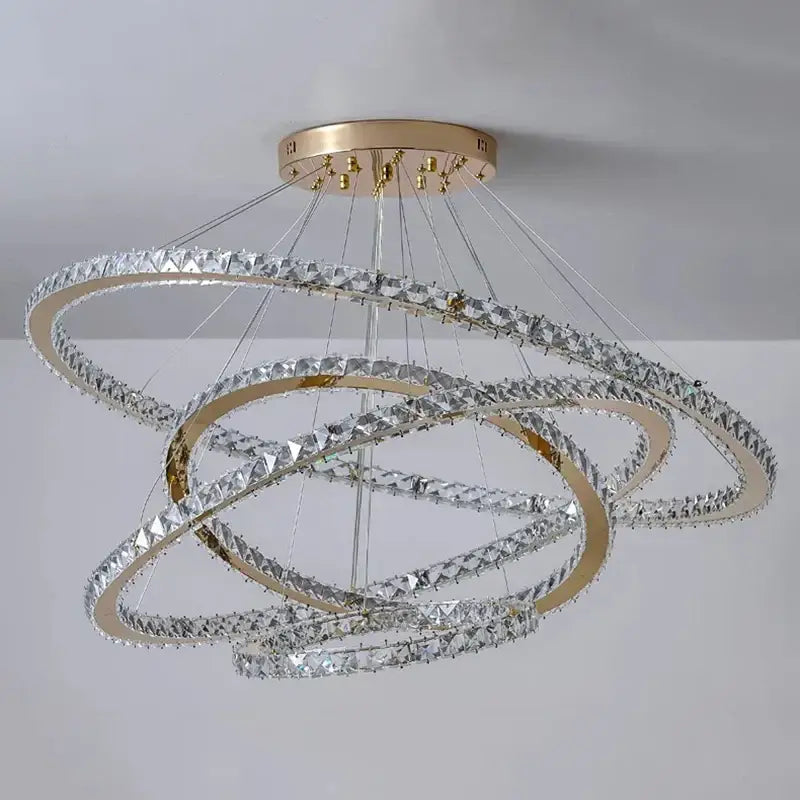 Gold Ring Crystal Chandelier 5-Ring 100cm