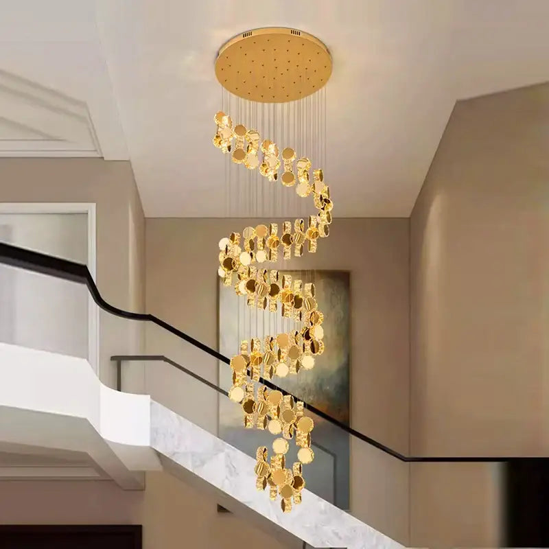 Golden Crystal Stair Pendant