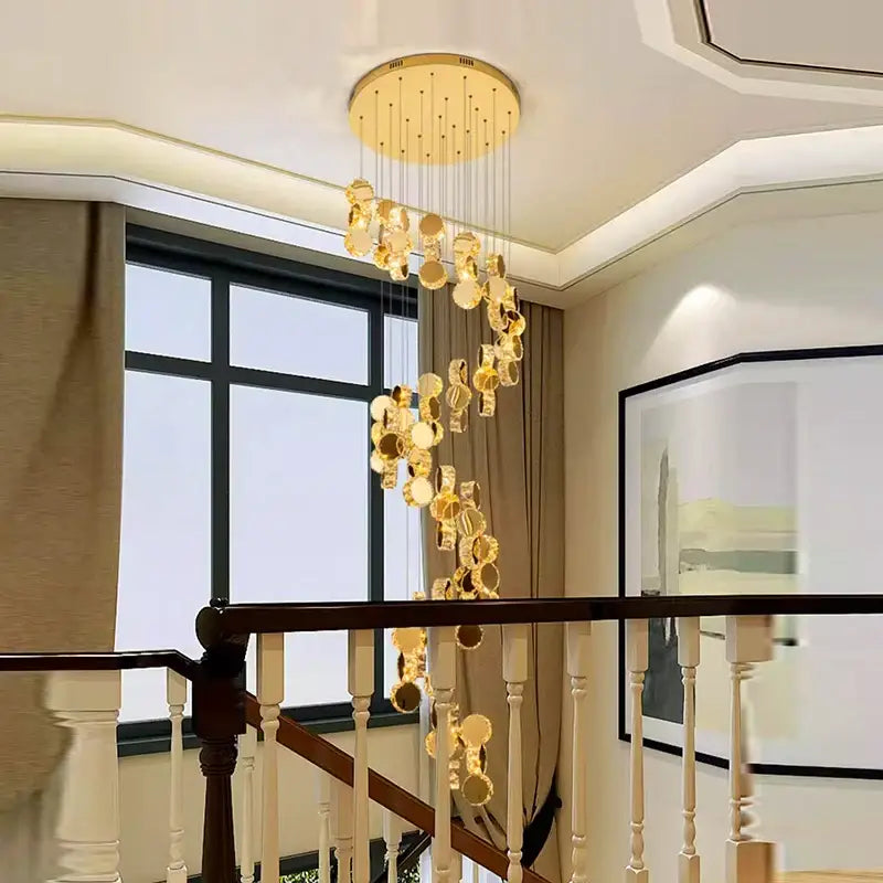 Golden Crystal Stair Pendant