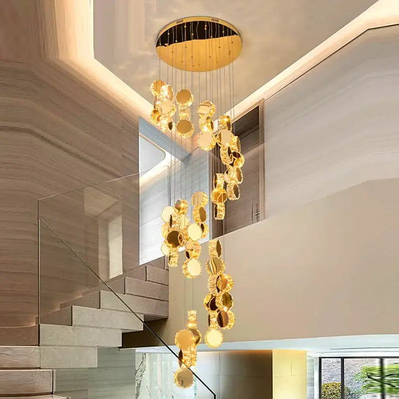 Golden Crystal Stair Pendant