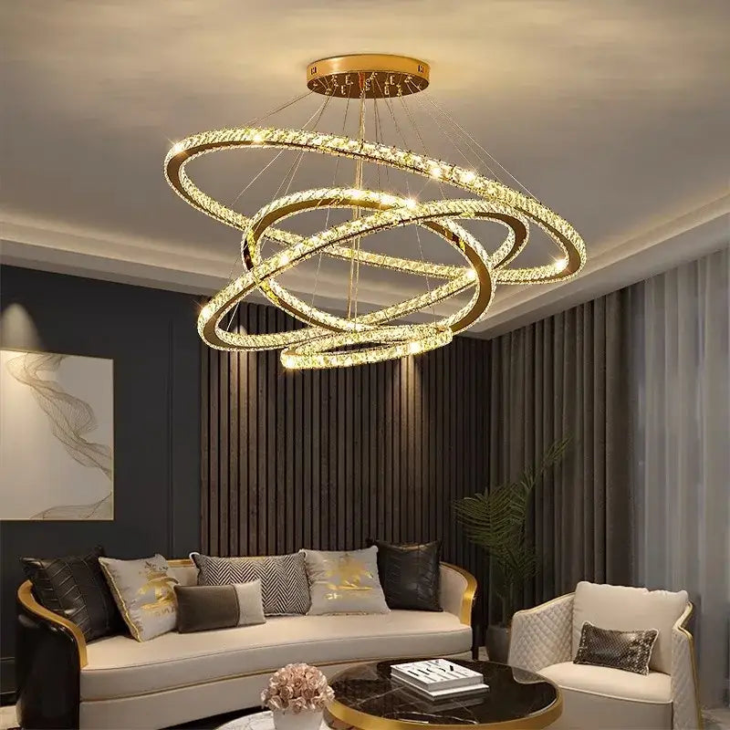 Gold Ring Crystal Chandelier 5-Ring 100cm