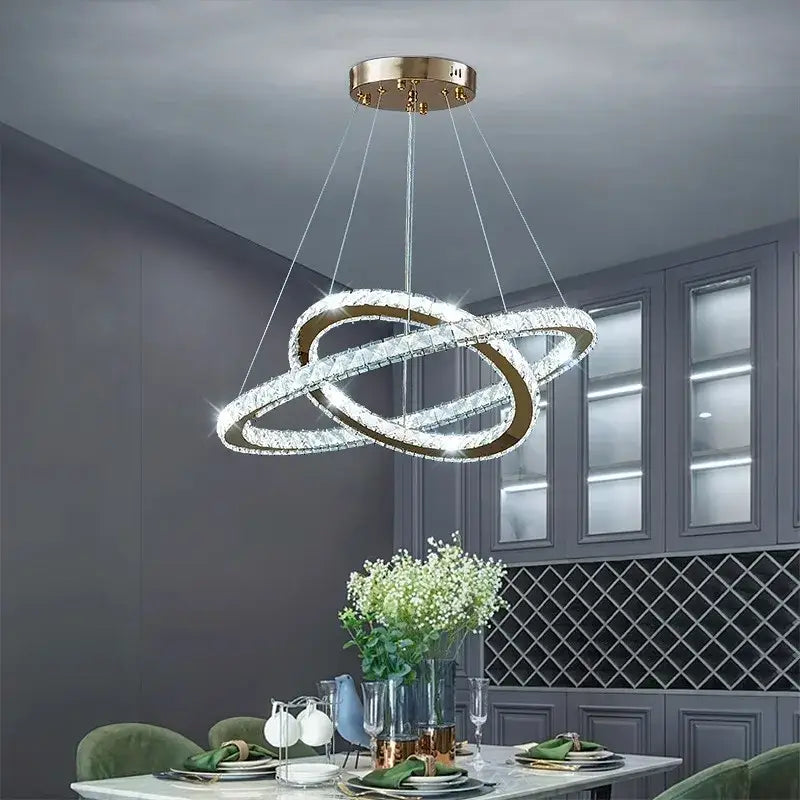 Gold Ring Crystal Chandelier 5-Ring 100cm