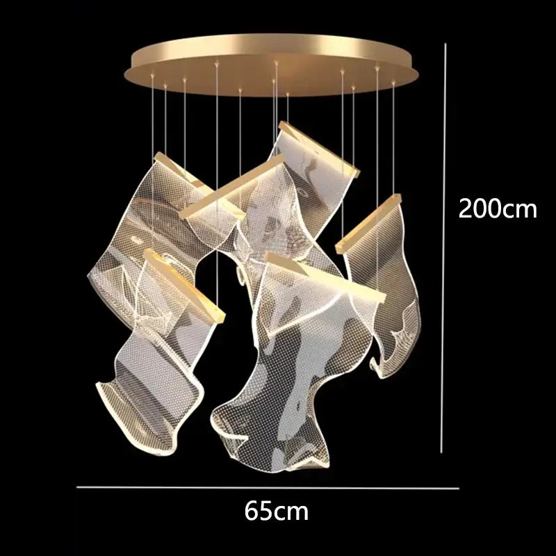 Gold Crystal Pendant Light 38-Head Design
