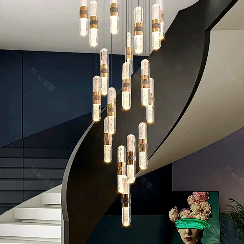 Gold Crystal Stair Lamp