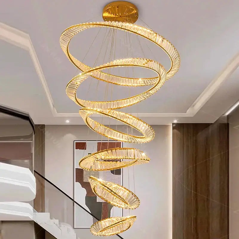 Gold Spiral Pendant Chandelier