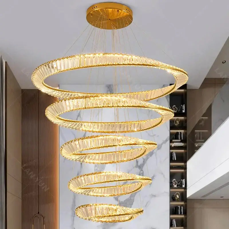Gold Spiral Pendant Chandelier